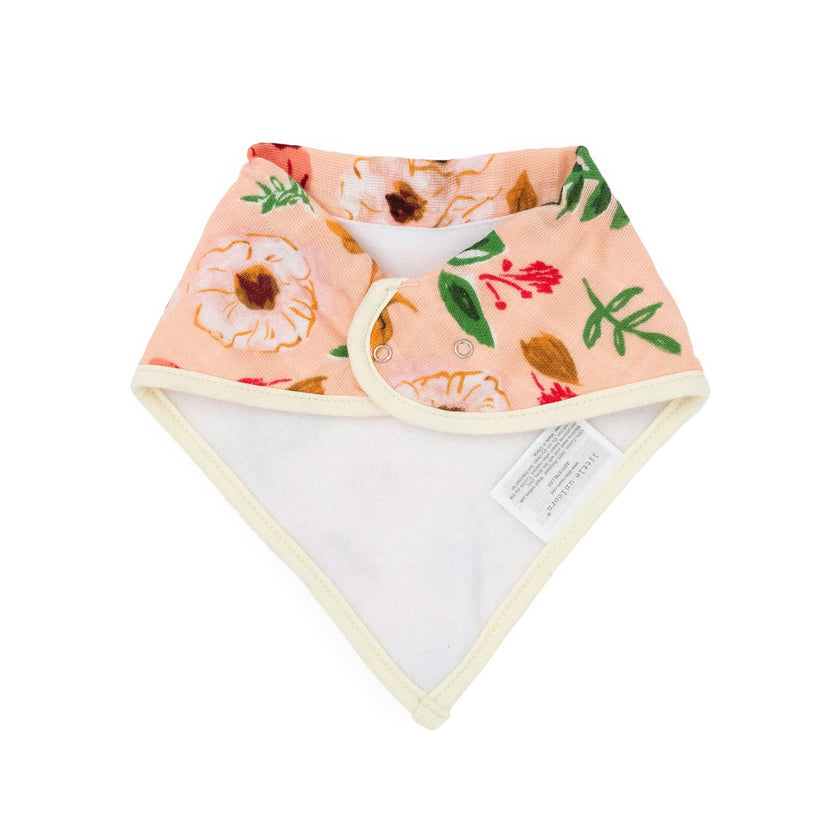 Cotton Muslin + Fleece Bandana Bib 4 Pack - Vintage Floral