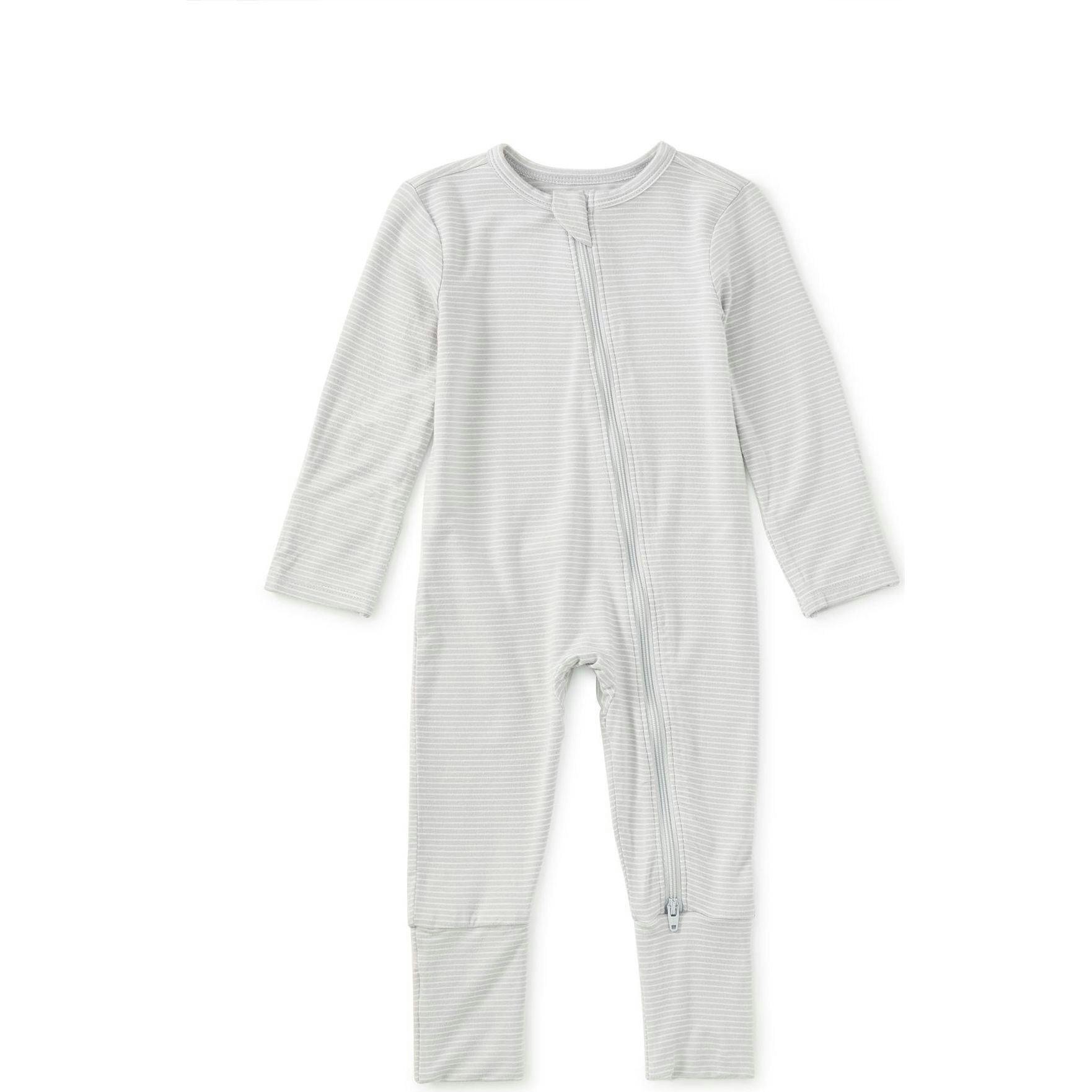 Footed Baby Romper, Grey