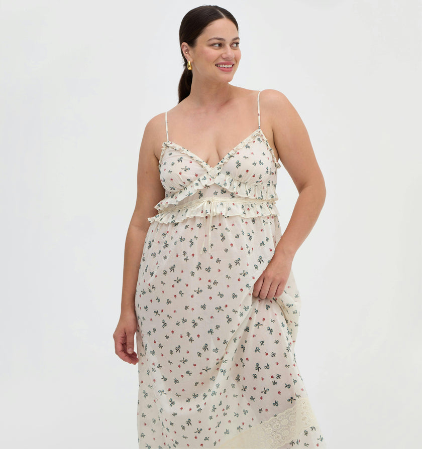 The Rayna Nightgown - Rosie Bow Toss, Ivory