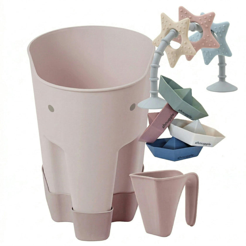 Shnuggle Bath Accessories Bundle - Ellie Scoop, Washy Jug, Boats & Star Toy - 4-Piece Set