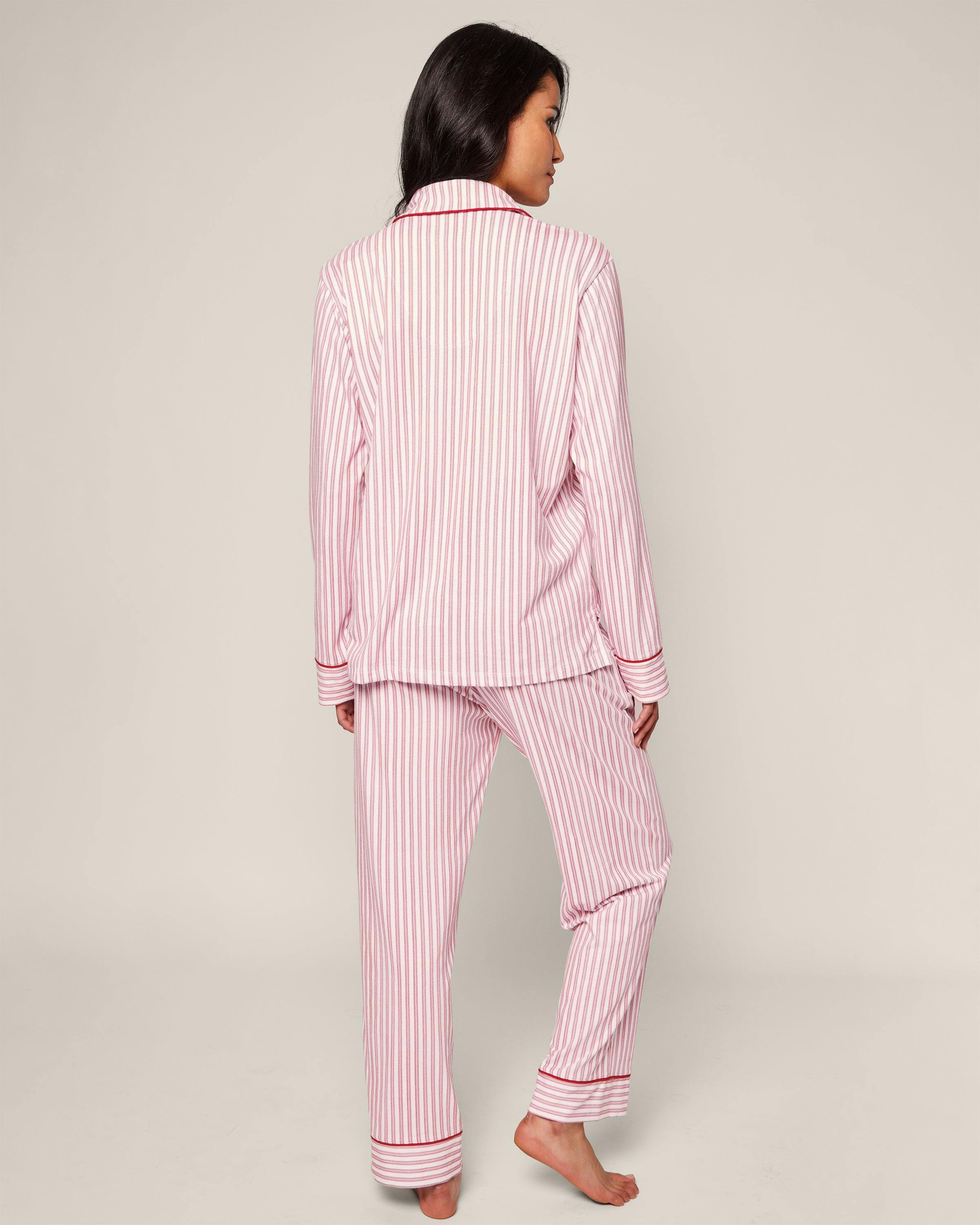 Women's Pima Pajama Set in Antique Red Ticking