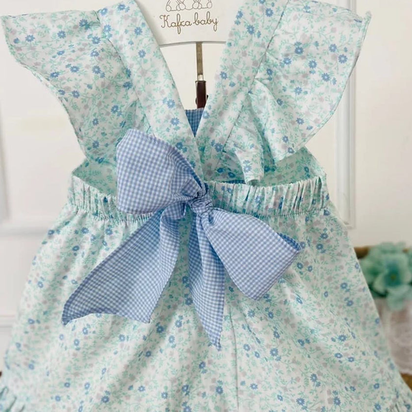 Blue Floral Smocked Dress