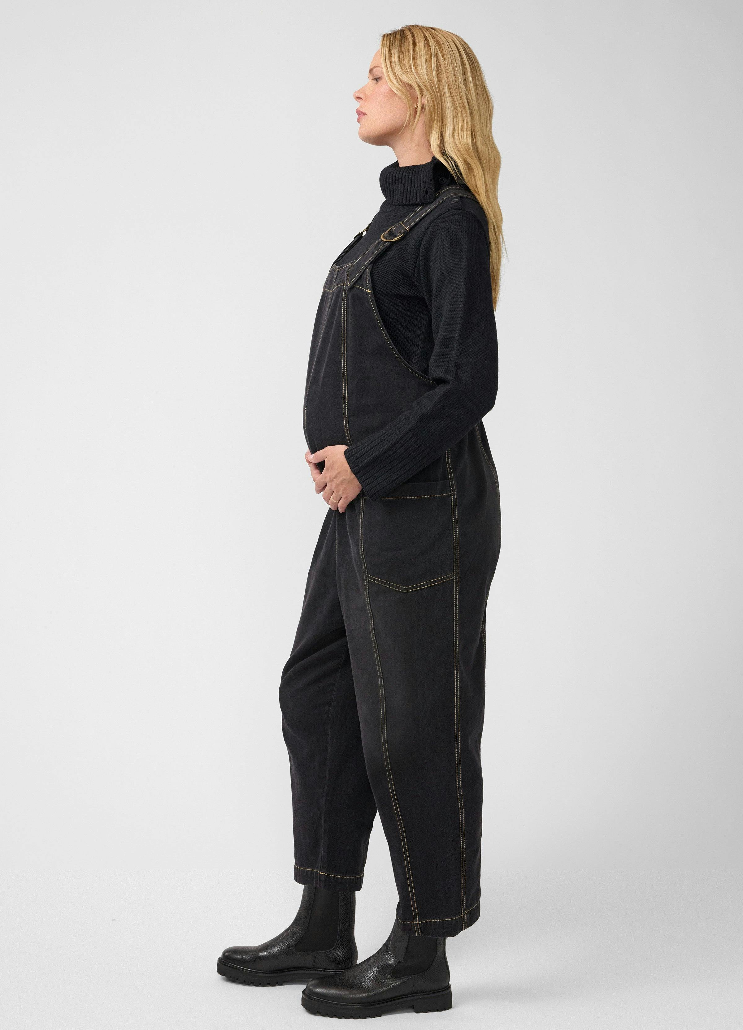 Ankle Tapered Leg Denim Maternity Overall