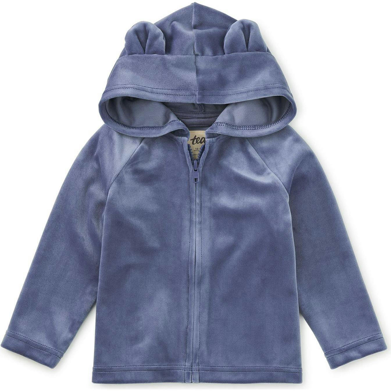 Ears Velour Baby Hoodie, Blue