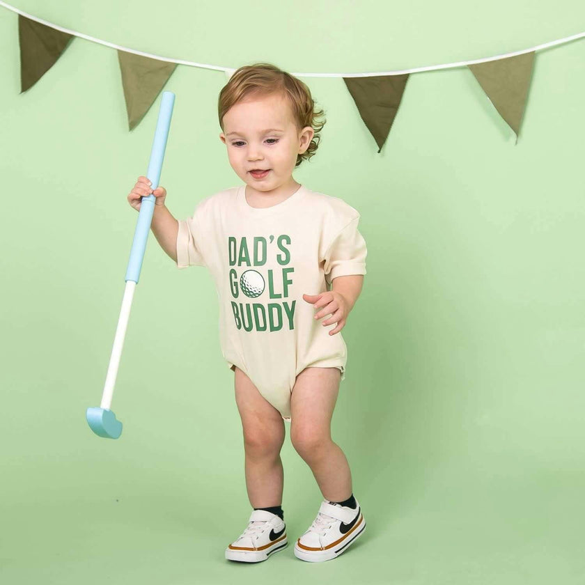 Dad's Golf Buddy Short Sleeve Romper - Natural