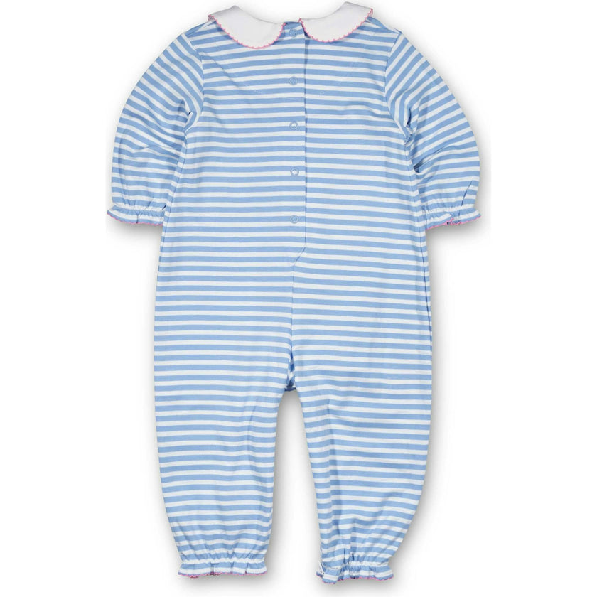 Stripe Knit Longall With Embroidered Flowers