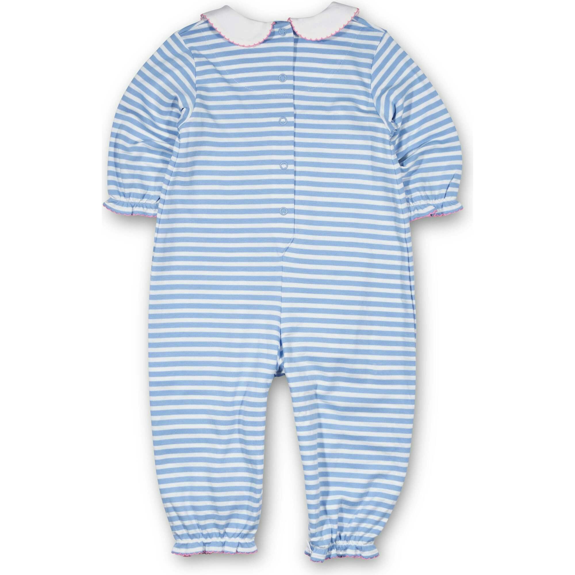 Stripe Knit Longall With Embroidered Flowers