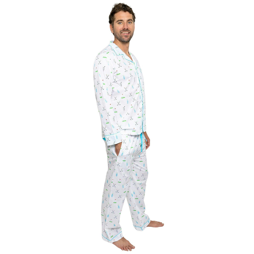 Men's Golf Long PJ Set - Organic Cotton Poplin