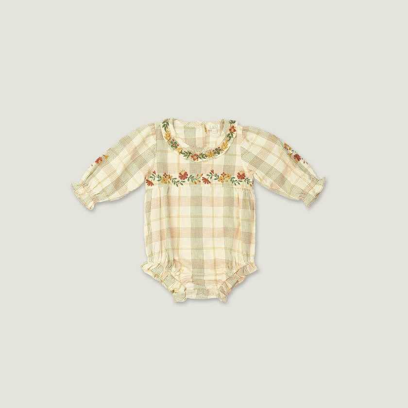 Baby Juniper Embroidered Ruffle Collar Long Sleeve Romper