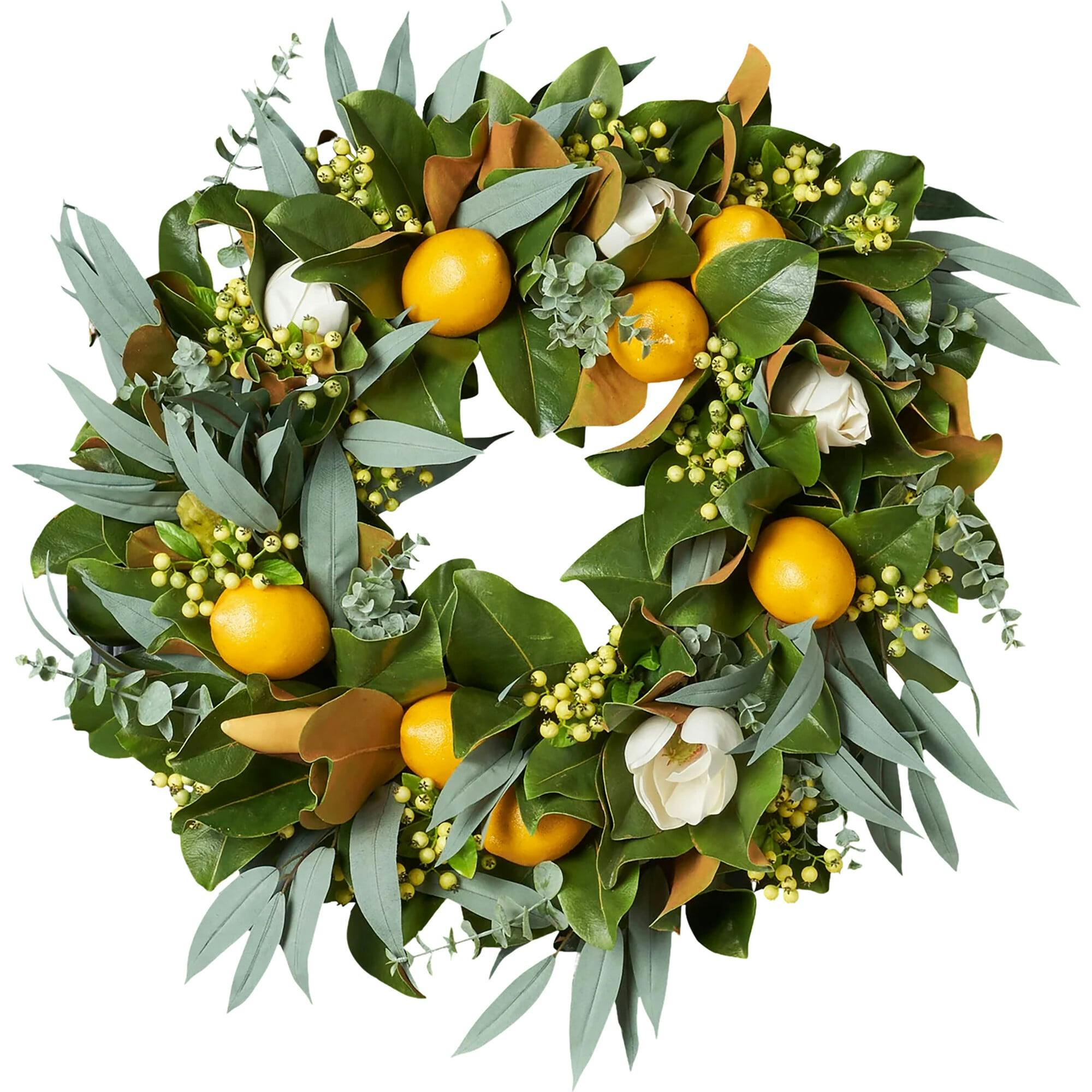 Fresh Citrus Real Touch Magnolia & Lemons, Eucalyptus Spring Estate Wreath