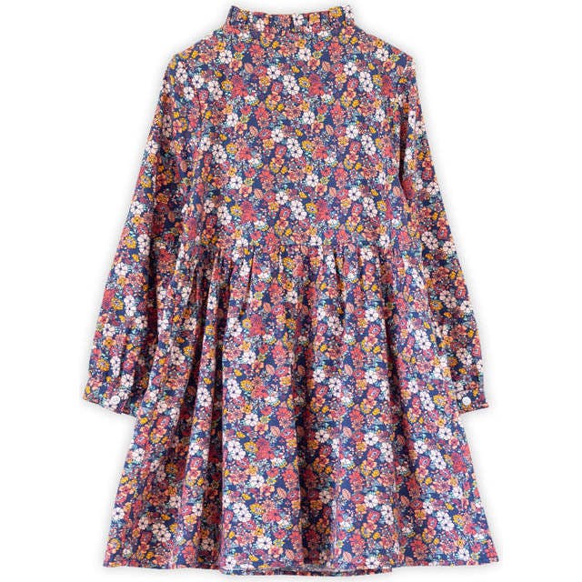 Girls Long Sleeves Dress with Front Ruffle | Garden Confetti