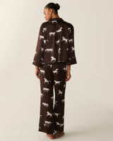 The Celine Silk Pajama Set in Highgrove Equestrian