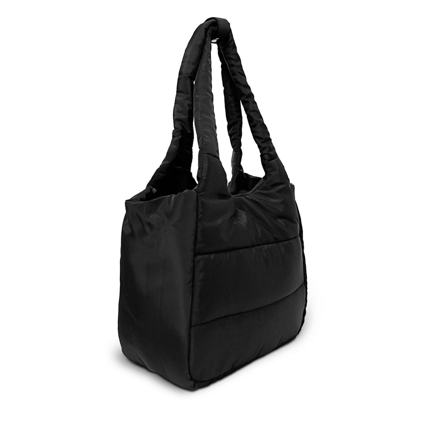 The Astra Puffy Tote with Removable Crossbody Strap in Black