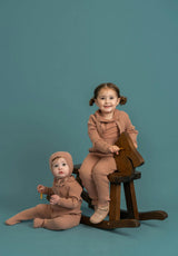 Ruffle Collar Knitted Onesie and Hat Dark Almond