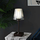 Oscar 12.5" Modern Rechargeable/Cordless Iron/Acrylic Integrated Portable LED Table Lamp with Ribbed Shade