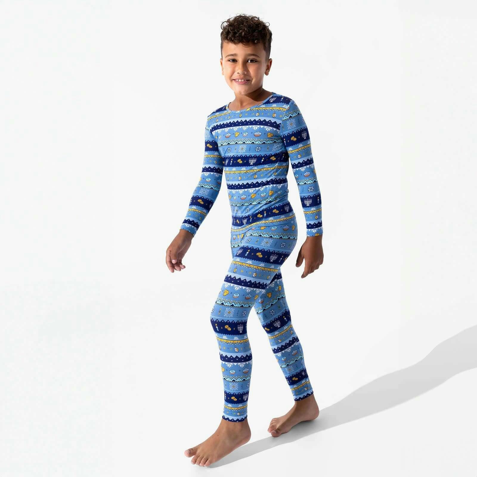 Hanukkah Fair Isle Bamboo Kids Pajamas
