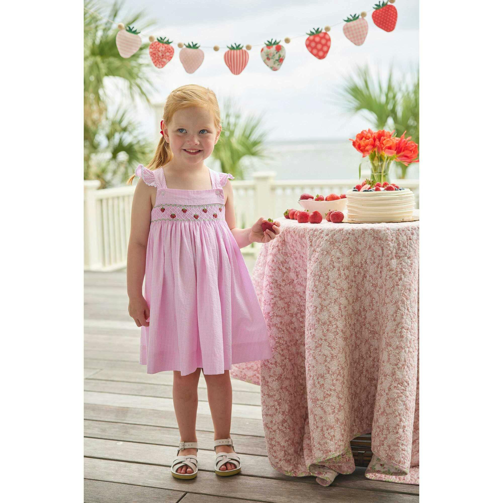 Smocked Lizzy D Dress - Strawberries