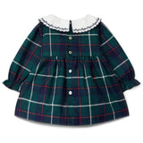 LARANJINHA Evergreen Checked Baby Dress - Navy Blue