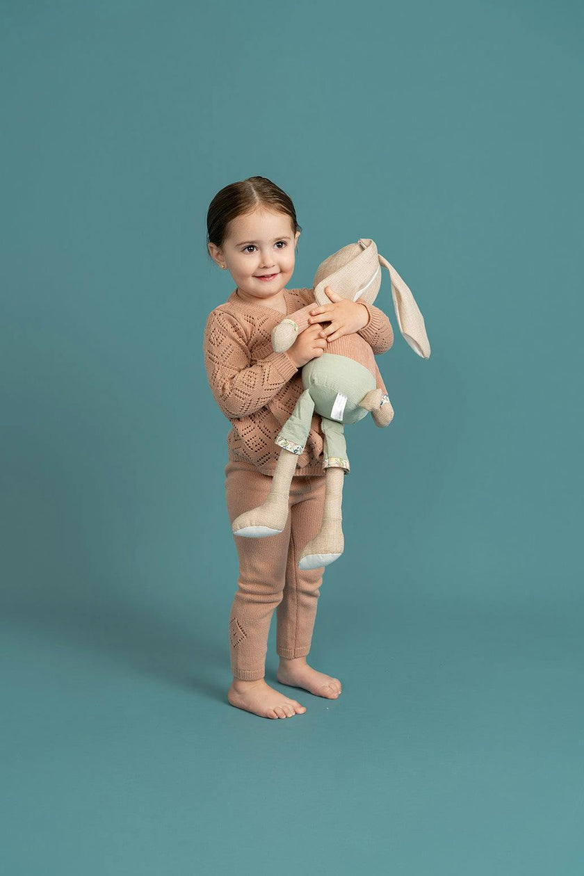 Knit Pointelle Wrap Top, Pants, and Hat Three Piece Set