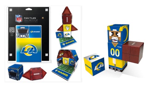 NFL Los Angeles Rams Magnetic Fan Tiles & Qubee Character Combo Set