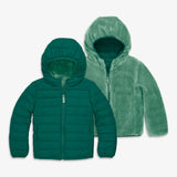 Kids reversible fleece puffer jacket
