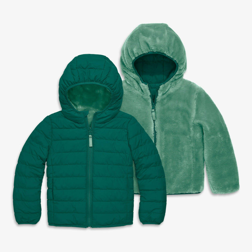 Kids reversible fleece puffer jacket