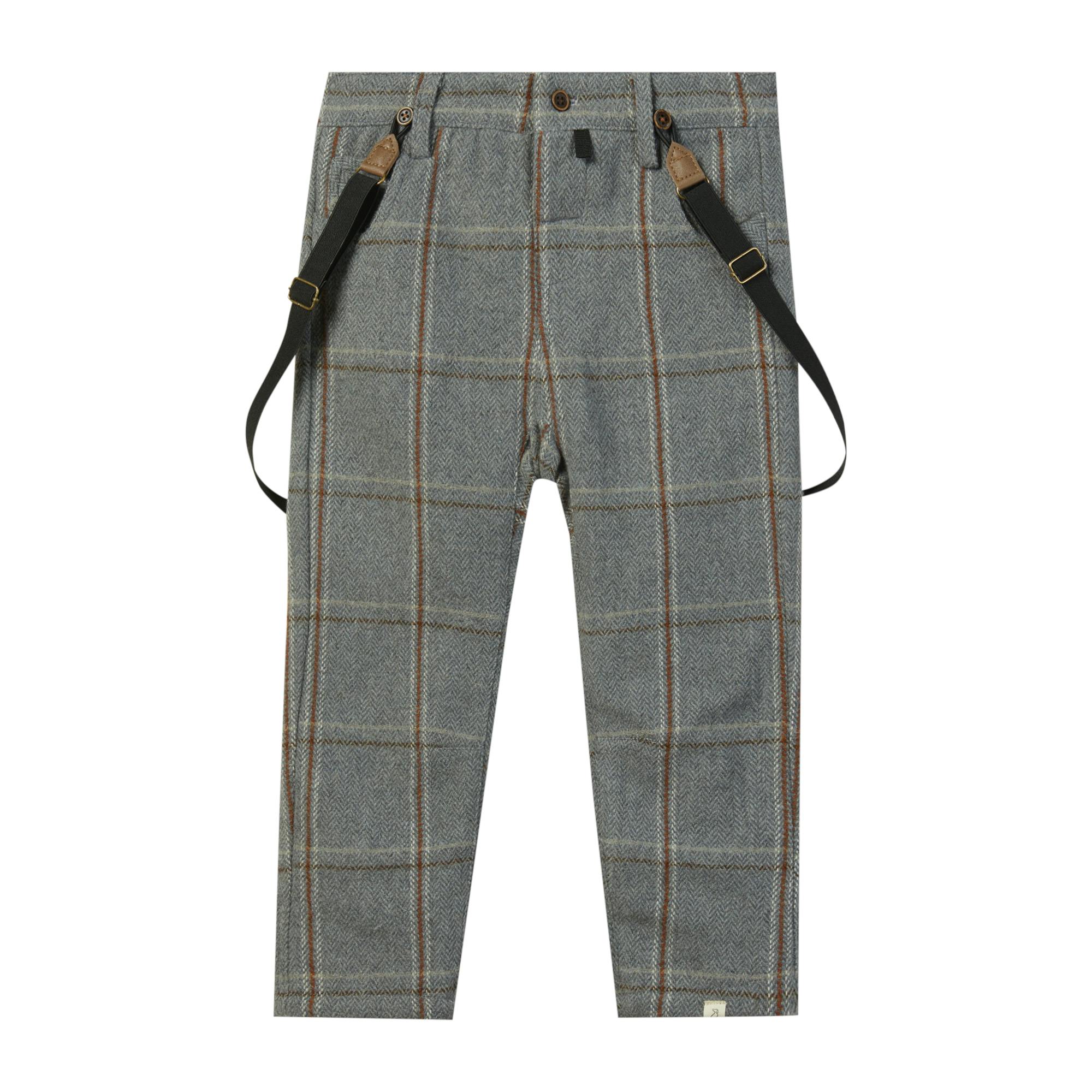 MARCUS Grey Tweed Pants with Suspenders