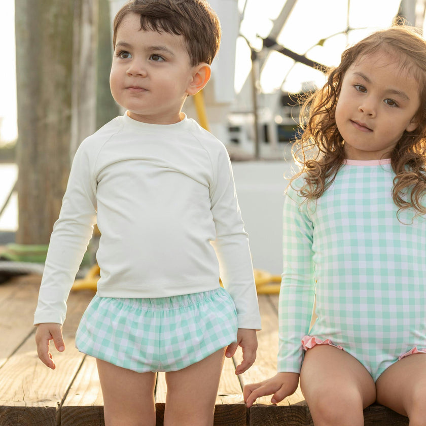 Swim Shorties in Harbour Breeze Gingham