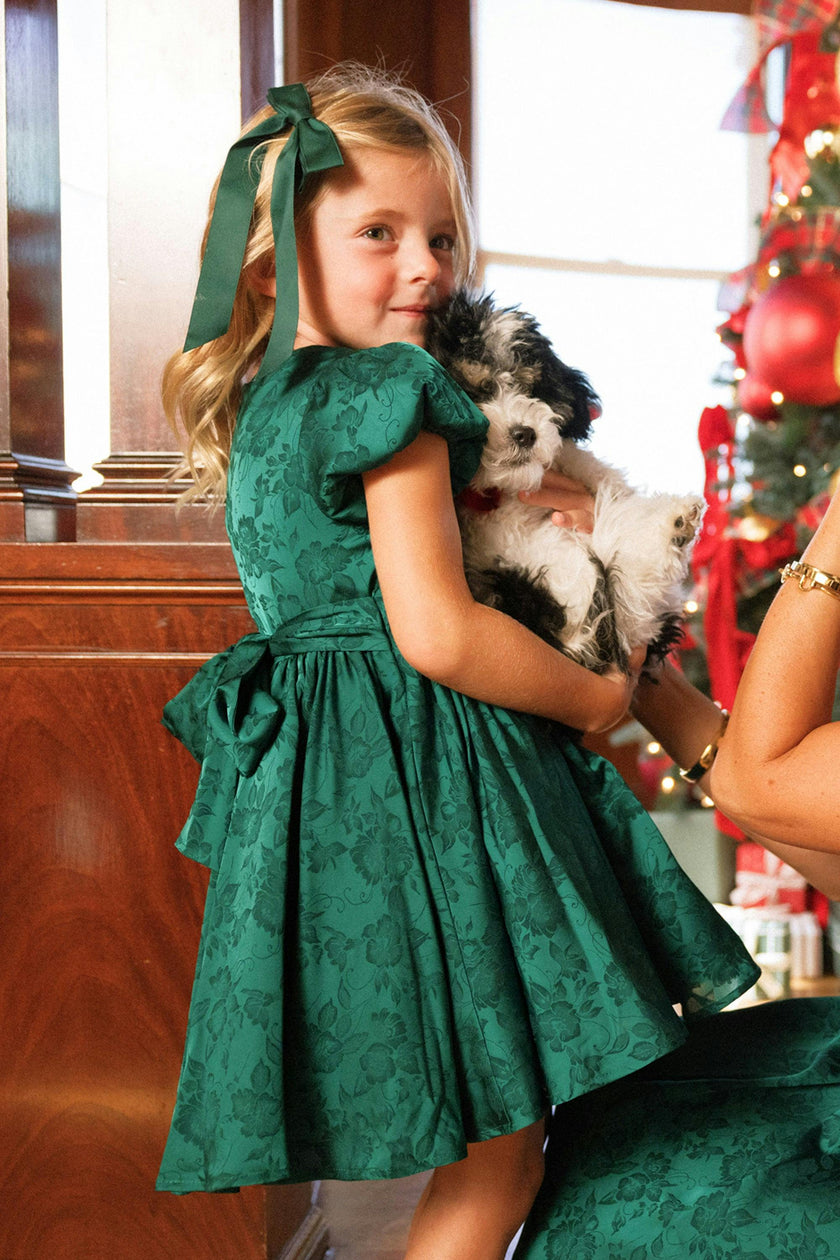 Mini Cupcake Dress in Emerald Satin