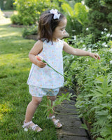 Printed Pique Dress & Bloomer With Flowers