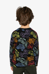 Organic Cotton Long Sleeve T-Shirt Black Monster Truck Print