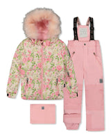 Two Piece Play Snowsuit Pink Minit Flower Print With Pink Pants