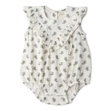 Organic Sleeveless Ruffle Bubble Romper - Poppy