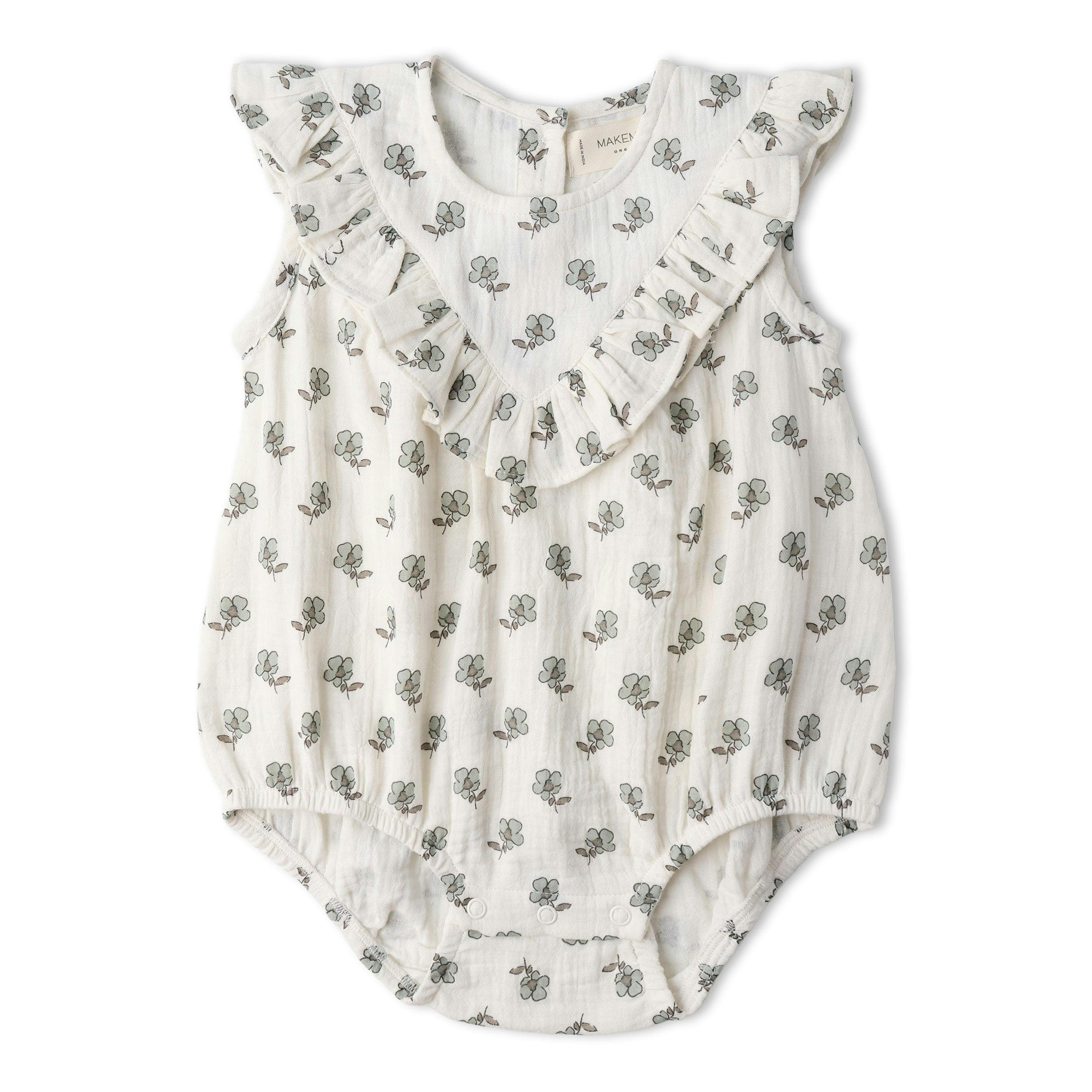 Organic Sleeveless Ruffle Bubble Romper - Poppy