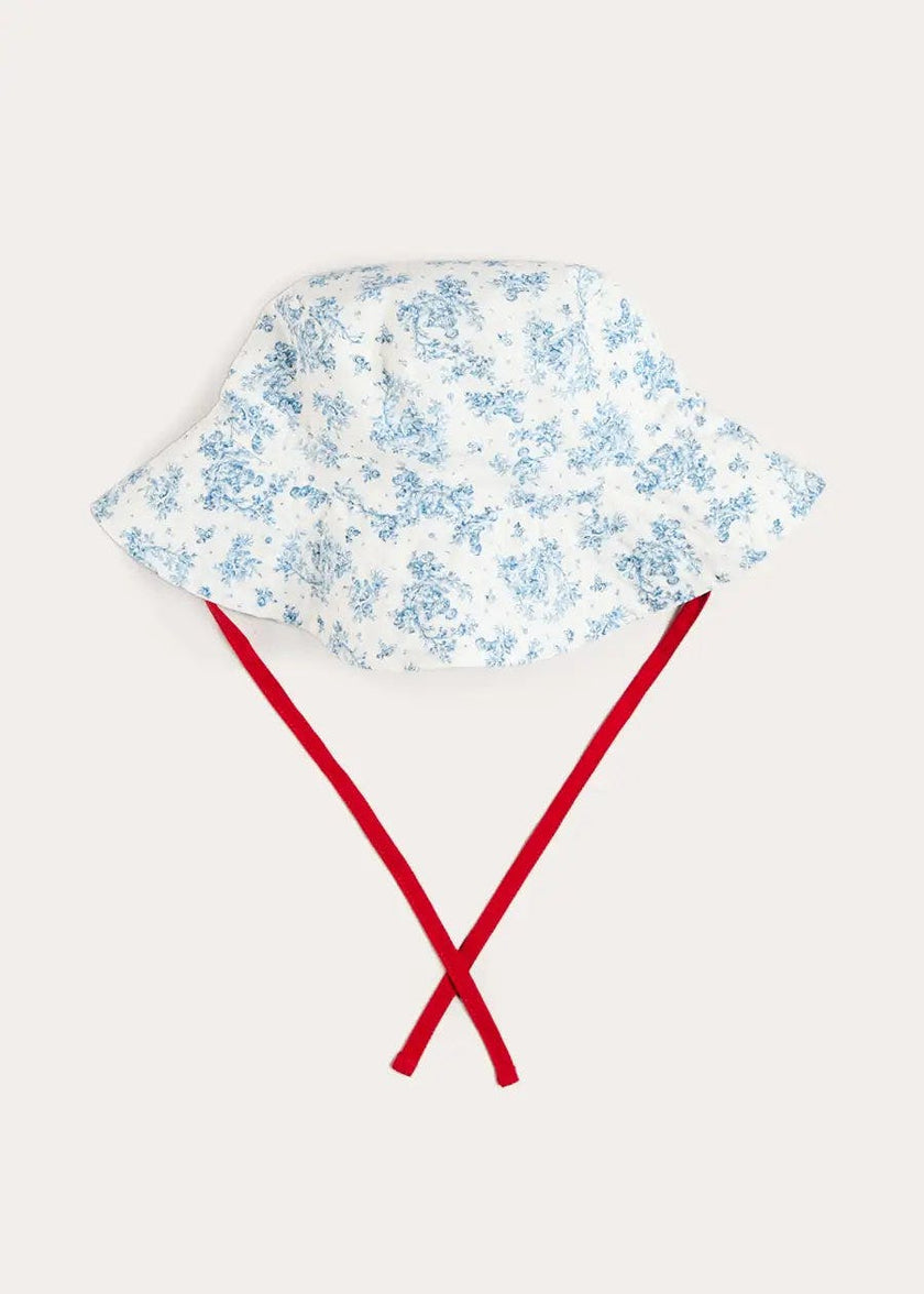 Audrey Toile Beach Hat in Blue (S-L)