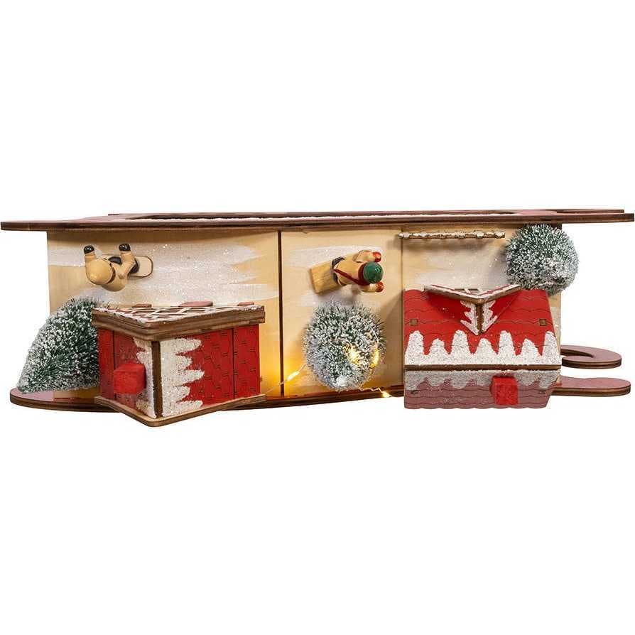 13.77-Inch Battery Operated LED Lighted Sleigh With Village Scene Table Piece