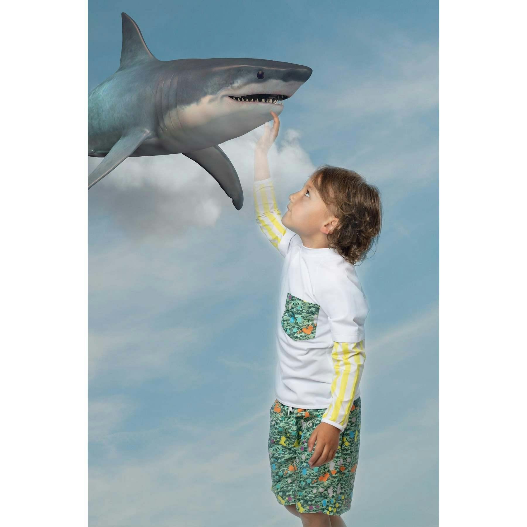 Kids' Camouflage Print Long Quick-Dry Swim Trunks