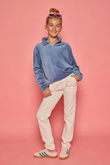 Polo Pullover - Dusty Blue Velour