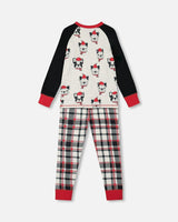 Organic Cotton Printed Dogs Two Piece Pajama Set Oatmeal Mix