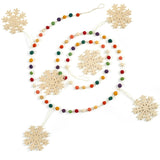 Hand Felted Wool Christmas Garland and Bunting - Multicolor Dots White Snowflakes - 6'