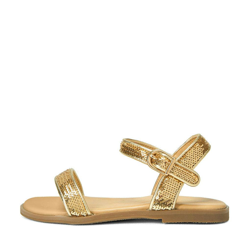 Iris Leather Slim Strap Sequins Sandals