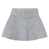 Grey Pearl Embellished Knit Skirt