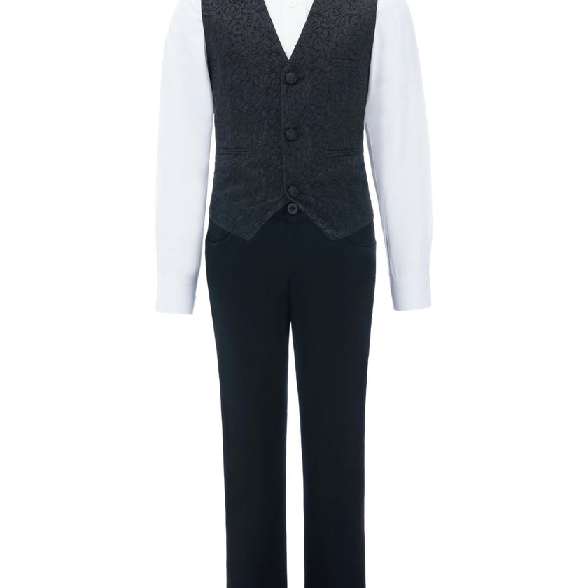 Black Nero Floral Vest Outfit Set