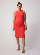 Sleeveless Ruched Bodycon Maternity Mini Dress