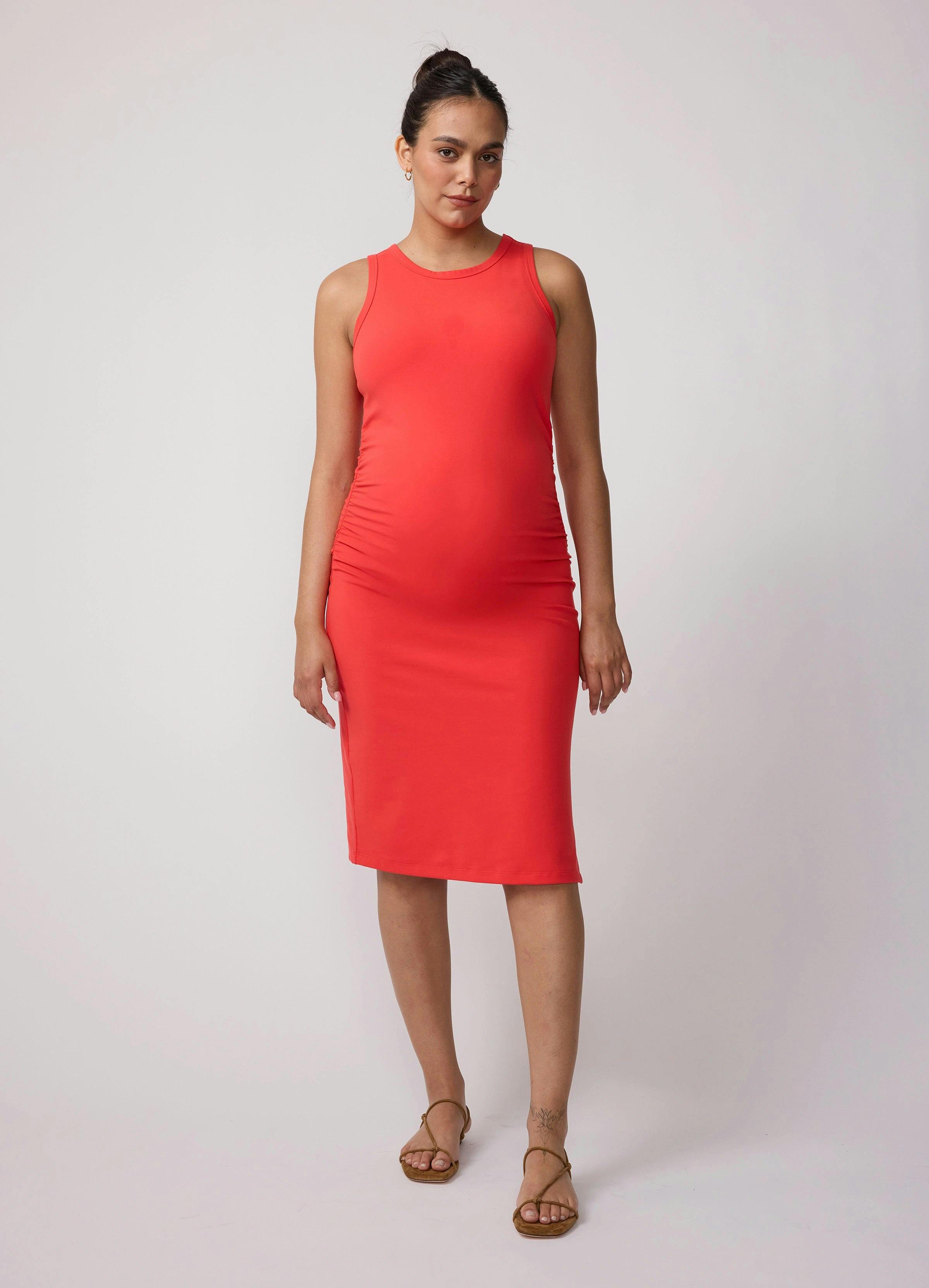 Sleeveless Ruched Bodycon Maternity Mini Dress