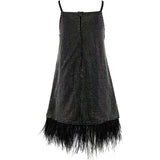 Midnight Crystal Feather Hem Sleeveless Dress