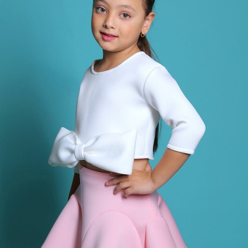 White Jessica Bow Applique Outfit