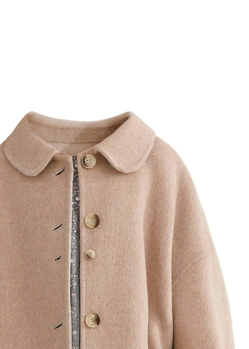 Champagne Wool Coat with Peter Pan Collar