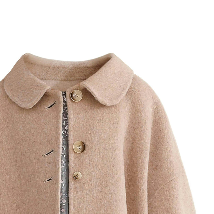 Champagne Wool Coat with Peter Pan Collar
