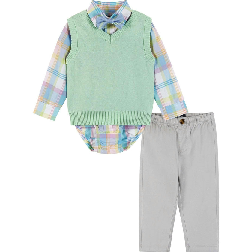 Infant Plaid Poplin and Sweater Vest Set